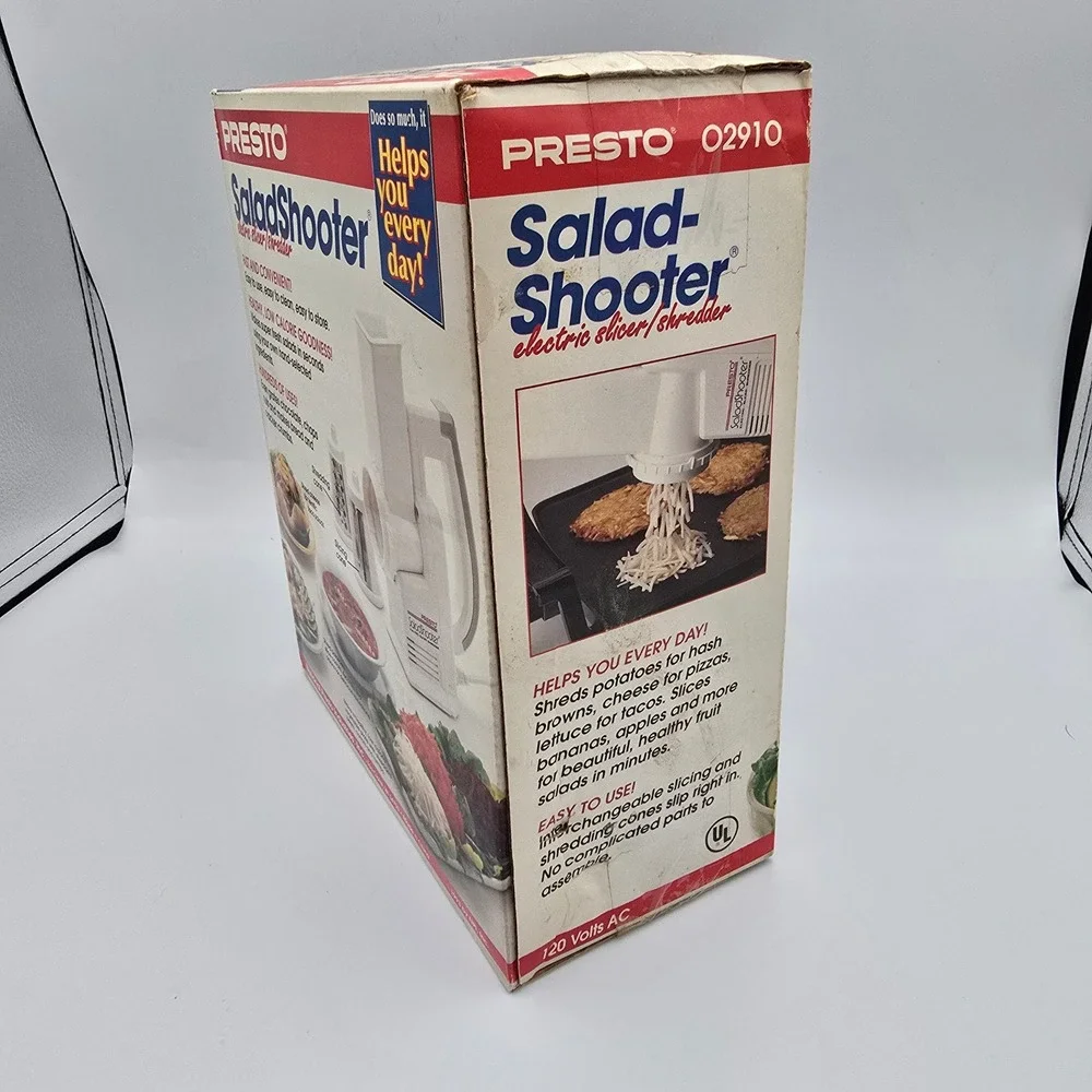 Presto Salad Shooter Electric Slicer Shredder White 02910 Vintage 1993 NIB